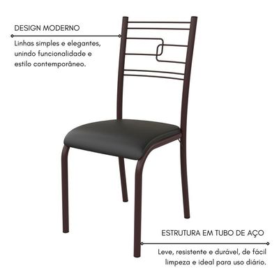 Conjunto Sala De Jantar Ella 90cm 4 Cad Marrom C- Preto