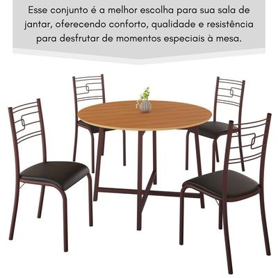 Conjunto Sala De Jantar Ella 90cm 4 Cad Marrom C- Preto