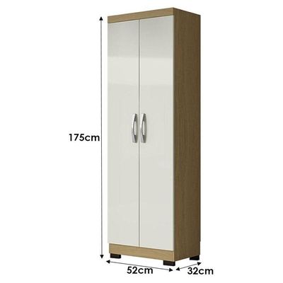 Armário Multiuso 2 Portas New 2000192 Atacama Off White Com Pés Preto - Aramóveis