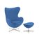 Poltrona Egg Com Puff Base Alumínio Em Sued Azul