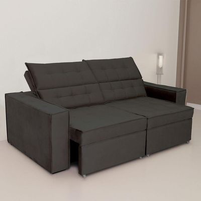 Sofá Austrália 2,50m 4 Lugares Retrátil E Reclinável D35 - Preto