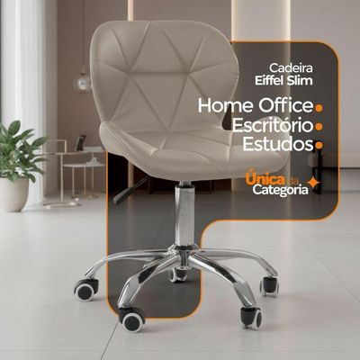 Kit 4 Cadeiras Office Eiffel Slim Oficial Giratória Bege