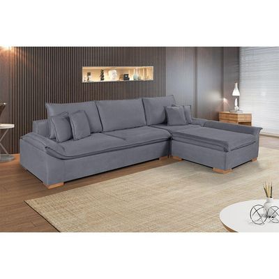 Sofá Martins M-201 Veludo Canto Invertido Estofados Martins Veludo Cinza Escuro