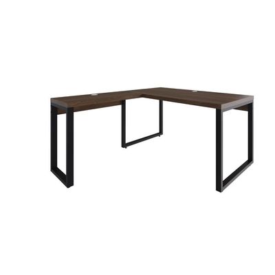 Mesa Em L Diretor 150x160x75cm Yon - Nogueira-est.preta Nogueira-est.preta
