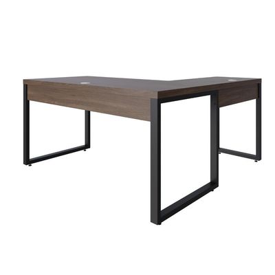 Mesa Em L Diretor 150x160x75cm Yon - Nogueira-est.preta Nogueira-est.preta