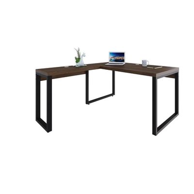 Mesa Em L Diretor 150x160x75cm Yon - Nogueira-est.preta Nogueira-est.preta