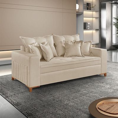 Sofá Martins M-205 Linho 200cm Living Estofados Martins Linho Bege