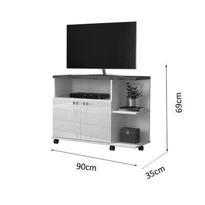 Rack para TV Lisboa 40" 90CM MDP Off White Canela Lukaliam Móveis
