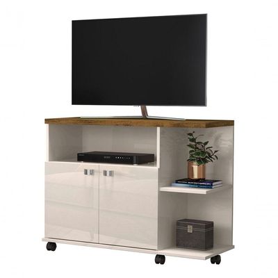 Rack para TV Lisboa 40" 90CM MDP Off White Canela Lukaliam Móveis