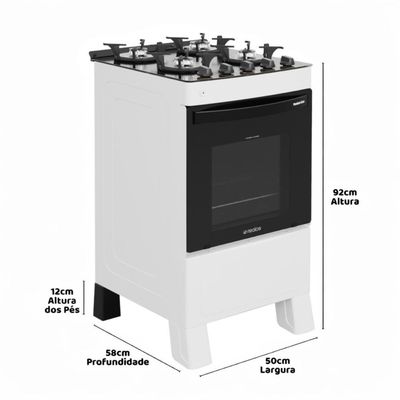 Fogão 4 Bocas A Gás Premium Glass Realce CR228 Branco Bivolt