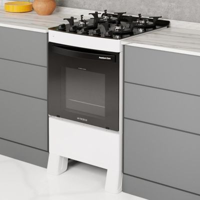 Fogão 4 Bocas A Gás Premium Glass Realce CR228 Branco Bivolt