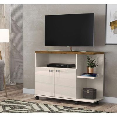 Rack para TV Lisboa 40" 90CM MDP Off White Canela Lukaliam Móveis