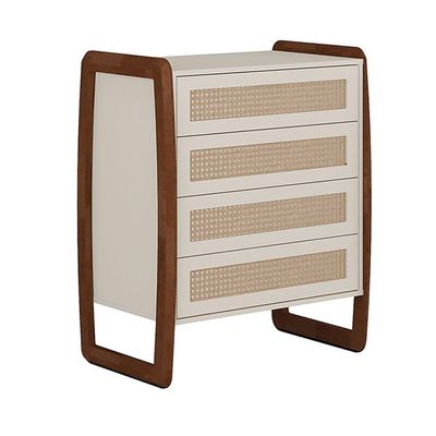 Cômoda Veneza 6028 4 Gavetas Madeira MDF Laqueado Nude para Dormitório Moderno