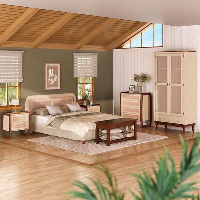 Cômoda Veneza 6028 4 Gavetas Madeira MDF Laqueado Nude para Dormitório Moderno
