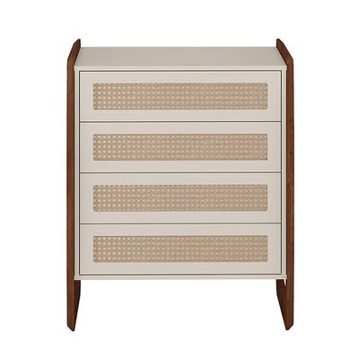 Cômoda Veneza 6028 4 Gavetas Madeira MDF Laqueado Nude para Dormitório Moderno