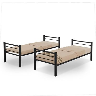 Beliche Solteiro Cristal Vira 2 Camas com Grade de Proteção e Escada Preto