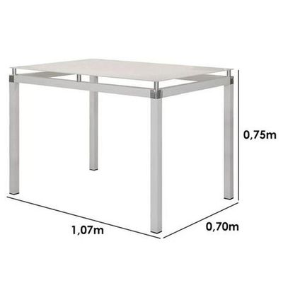 Mesa de Jantar Malva 4 Lugares Retangular Vidro Temperado Branco