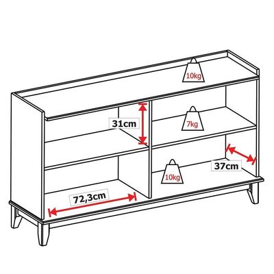Buffet Aparador Noble Rústico 4 Portas 0 Gavetas 100% Madeira Maciça 152CM Preto