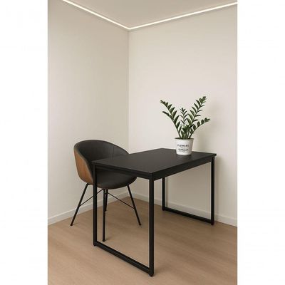 Escrivaninha Retangular para Home Office Industrial sem Gavetas MDF Ferro Preto
