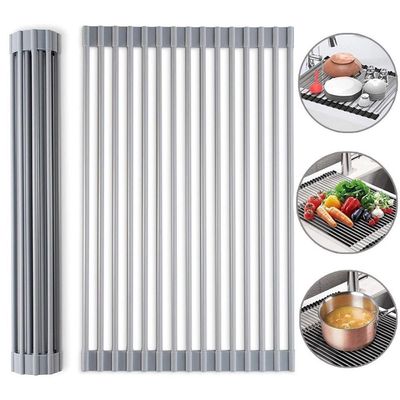 Escorredor De Pia Dobravel Portatil Aço Inox | Econômico De Espaço E Eficiente - Tamanho:47x30 G