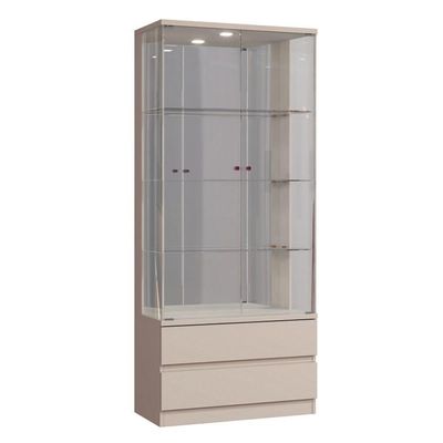 Cristaleira Moderna De Vidro Com Led Off White- Mavau