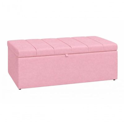 Kit De Quarto Heitor Bicama Baú Solteiro 88 X 188 Cm Cabeceira De Cama E Calçadeira Baú Solteiro 90 Cm Veludo Rosa