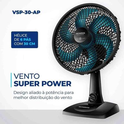 Ventilador De Mesa Mondial Super Power Vsp30 Azul 220V