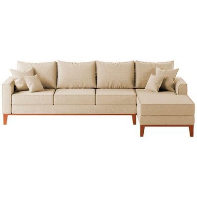 Sofá 4 Lugares Beny Com Chaise Direito Suede Bege