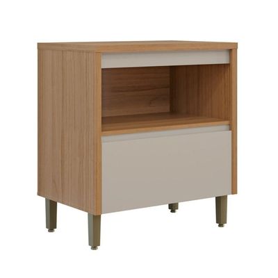 Balcão 1 Porta 1 Gaveta Allure Linea Brasil 80cm Mdf Jequitiba/gris Fosco