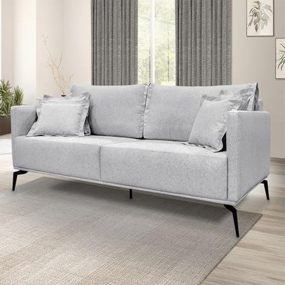 Sofá 2 Lugares 160cm Pés De Metal Vecchia S06 Linho Grigio - Mpozenato
