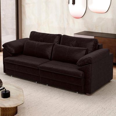 Sofá Retrátil 3 Lugares Para Sala 250cm Dijon Couro Bordô S07 - Mpozenato