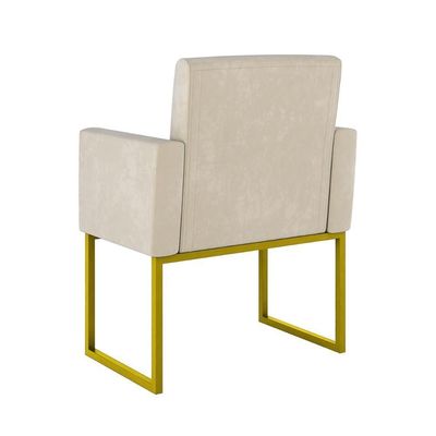 Kit Sofá 2 Lugares + 2 Poltronas Recepção Sala Base Dourada Cor:bege Bege