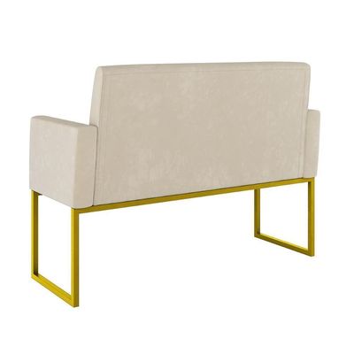 Kit Sofá 2 Lugares + 2 Poltronas Recepção Sala Base Dourada Cor:bege Bege