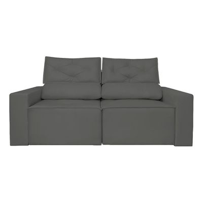 Sofá Reclinável Retrátil Luxo 2 Lugares C- Molas Balaqui Cinza
