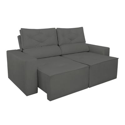 Sofá Reclinável Retrátil Luxo 2 Lugares C- Molas Balaqui Cinza