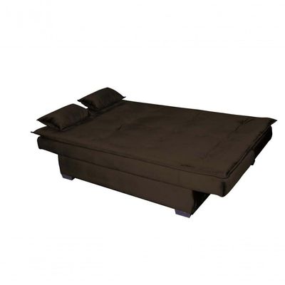 Sofá Cama Casal Reclinável Esmeralda - Veludo Marrom Escuro