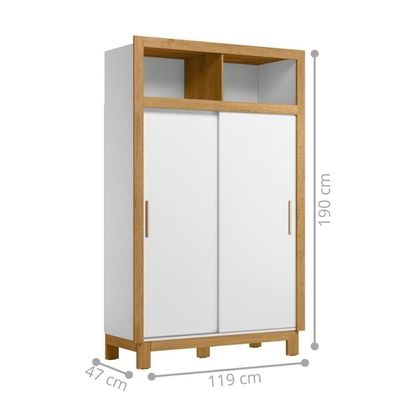 Roupeiro Com 2 Portas De Correr E Nichos Branco