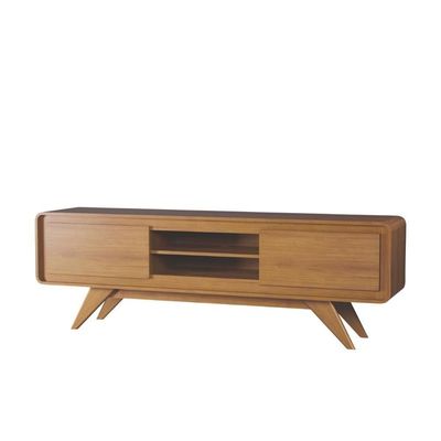 Rack De Sala Para Tv E Decoração Estilo Retrô 1,80 Nature