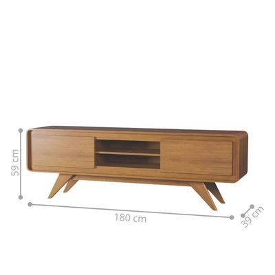 Rack De Sala Para Tv E Decoração Estilo Retrô 1,80 Nature