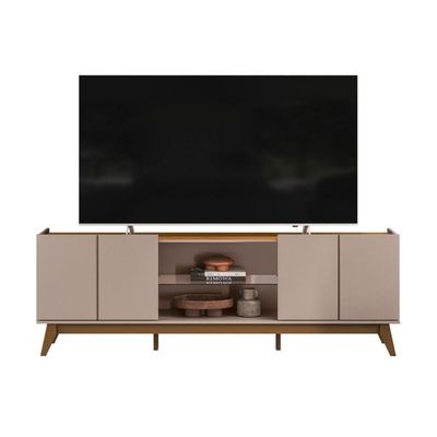 Rack Para Tv Com 4 Portas E Nicho Central Para Sala Canela