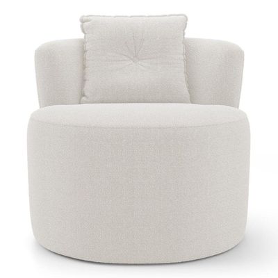 Kit Sofá E Poltrona Orgânica Living Bob Com Almofadas Bouclê Off White - Desk Design
