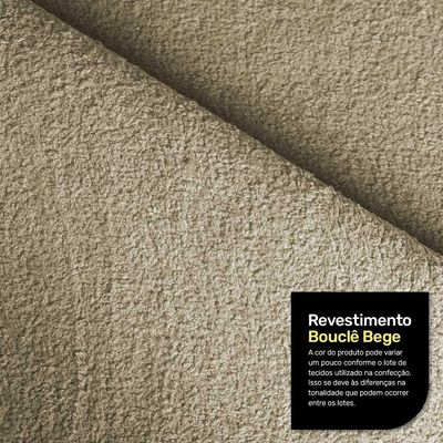 Sofá Living Bloom 200cm 03 Lugares Com Pés De Madeira Bouclê Bege - Desk Design
