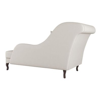 Divã Recamier Chaise Longue Valentina Clássico Com Pés De Madeira Veludo Bege Claro - Desk Design