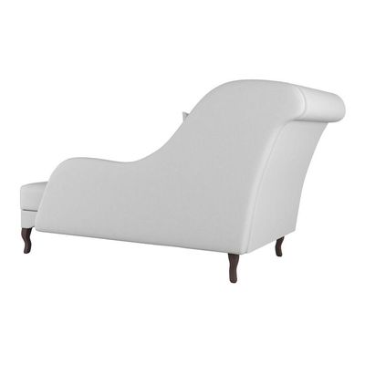 Divã Recamier Chaise Longue Valentina Clássico Com Pés De Madeira Bouclê Cinza Claro - Desk Design