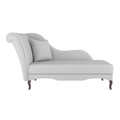 Divã Recamier Chaise Longue Valentina Clássico Com Pés De Madeira Bouclê Cinza Claro - Desk Design