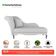 Divã Recamier Chaise Longue Valentina Clássico Com Pés De Madeira Bouclê Cinza Claro - Desk Design