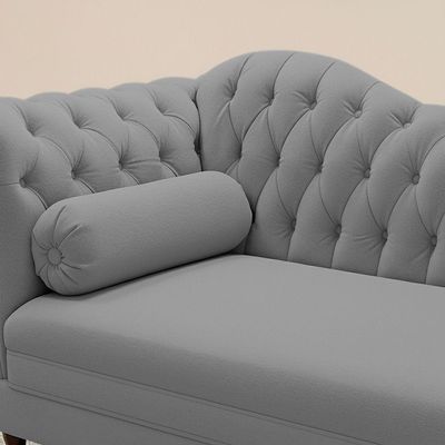 Divã Recamier Chaise Longue Lavínia 150cm Capitonê Pés De Madeira Suede Cinza - Desk Design