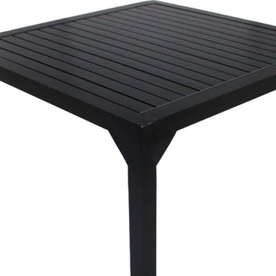 Mesa Quadrada Haiti 60cm Com Tampo Ripado Em Alumínio Trama Preto