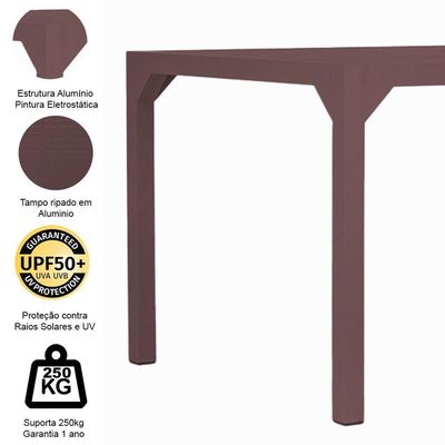 Mesa Retangular Haiti 160cm Com Tampo Ripado Trama Marrom