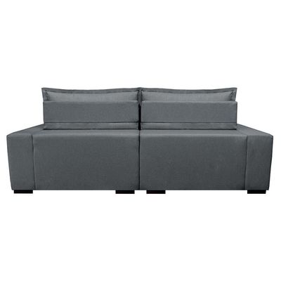 Sofa Retrátil E Reclinável Com Molas Cama Inbox Premium 2,72m Tecido Em Linho Cinza Escuro